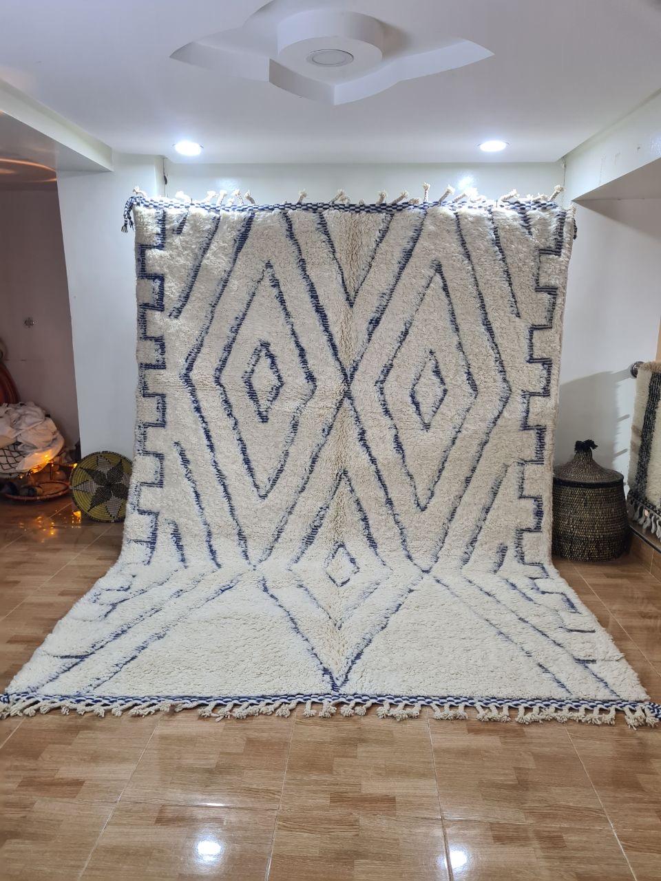 White Samin Marokkaans handgemaakt tapijt150 cm x 100 cm